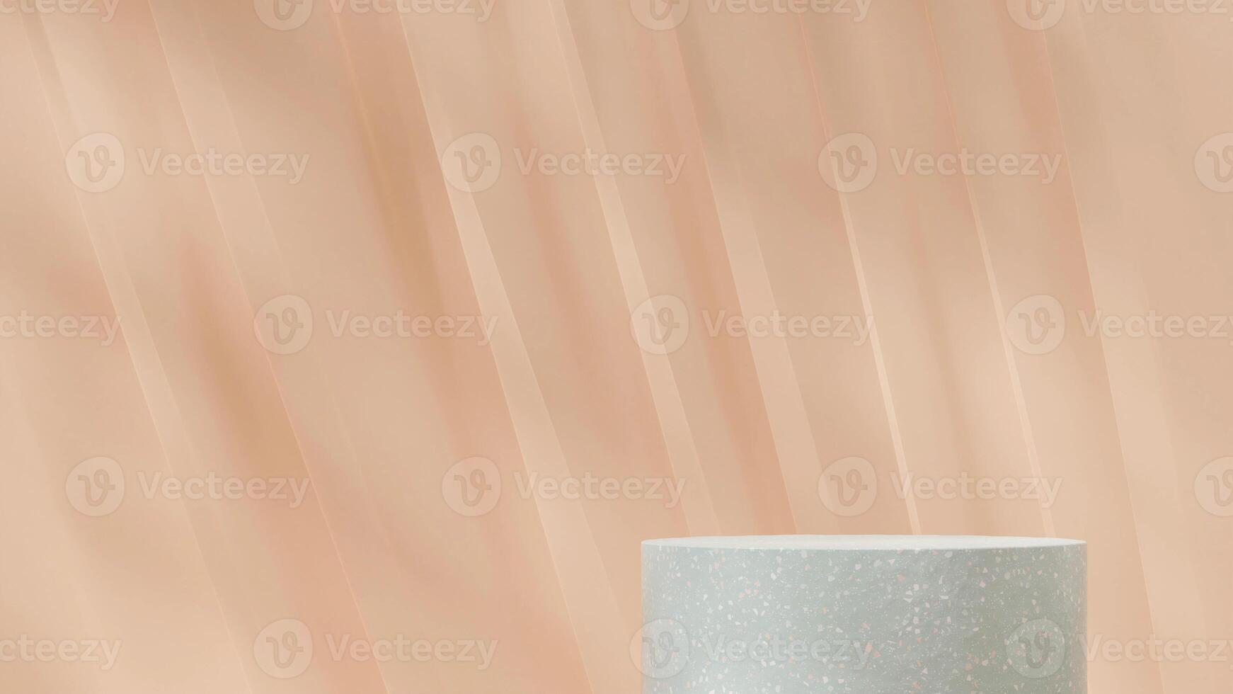 Bright scene 3d rendering mockup green terrazzo texture podium in landscape with cloth background photo