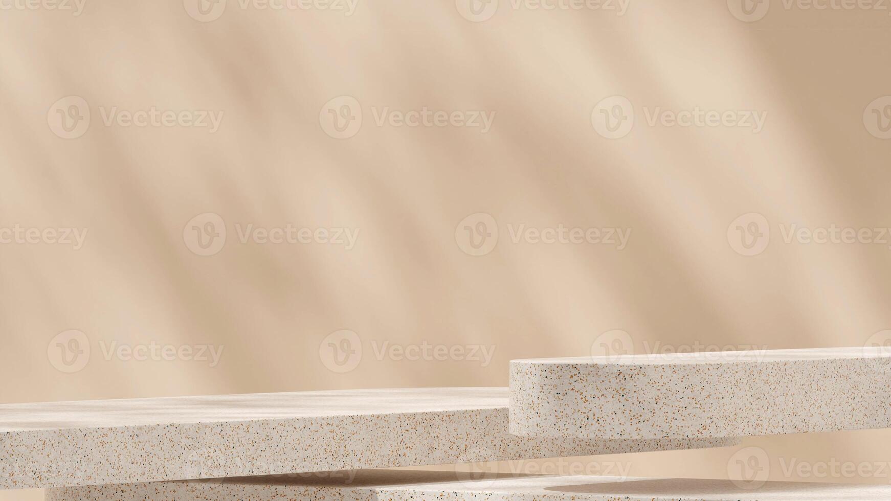 3D image render mockup template floating terrazzo texture podium in landscape brown wall and shadow photo