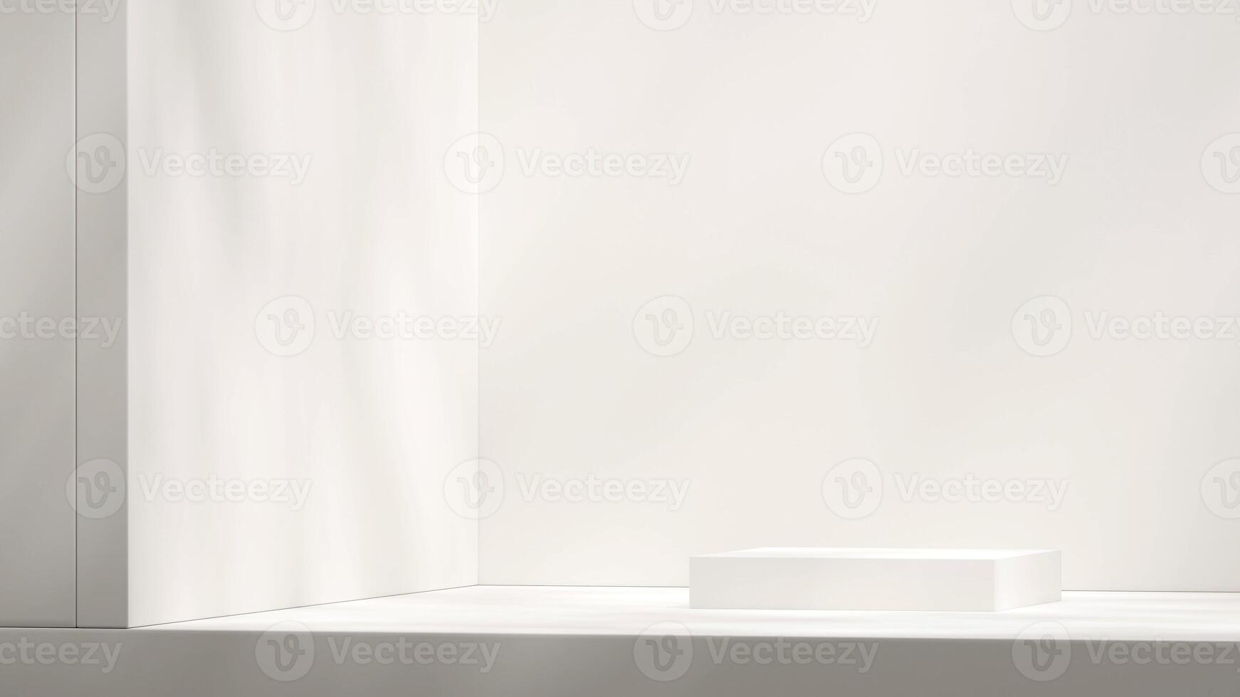 White minimal scene 3d rendering mockup template of rectangular podium in landscape photo