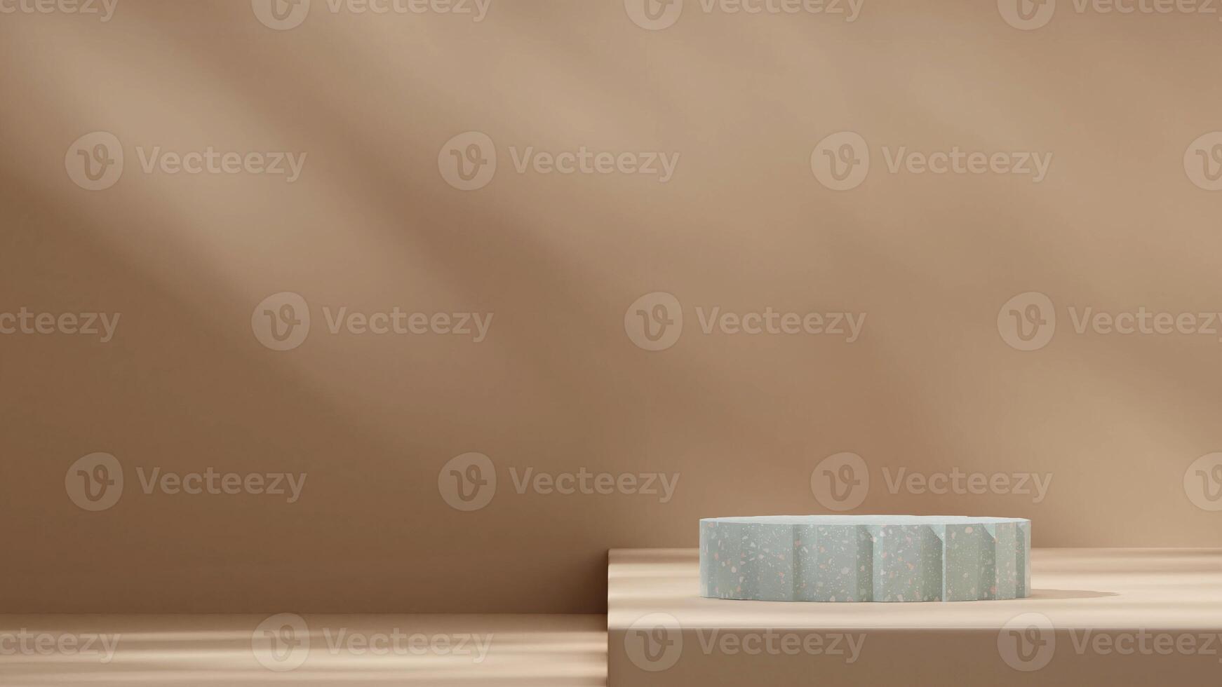 Landscape layout 3d rendering mockup of green terrazzo texture podium product placement template photo