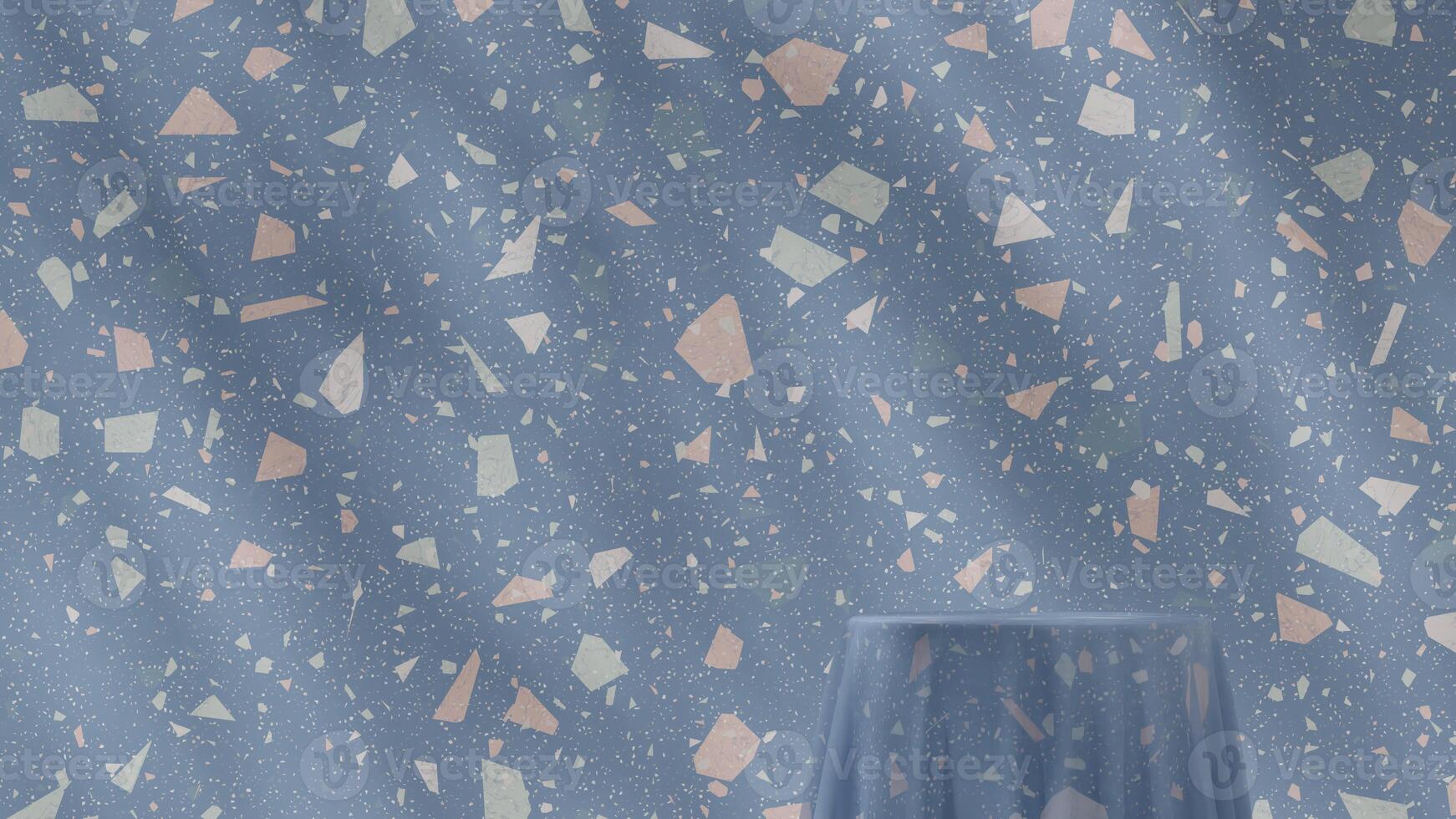 Full terrazzo pattern texture 3d rendering image mockup background of single podium in landscape photo