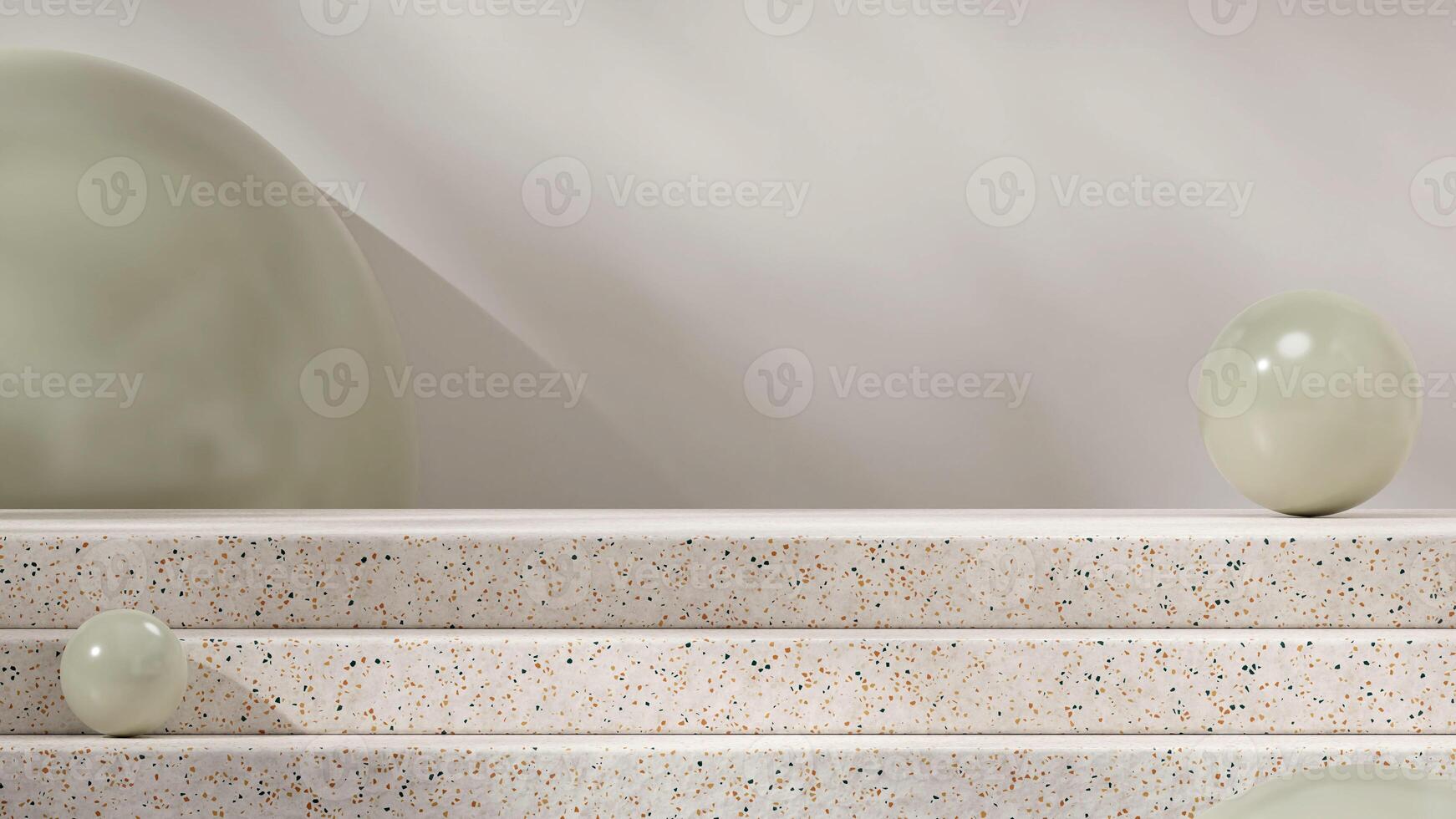 3d rendering image mockup template of terrazzo texture empty space in landscape with green sphere photo