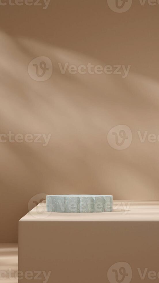 Portrait layout 3d rendering mockup of green terrazzo texture podium product placement template photo