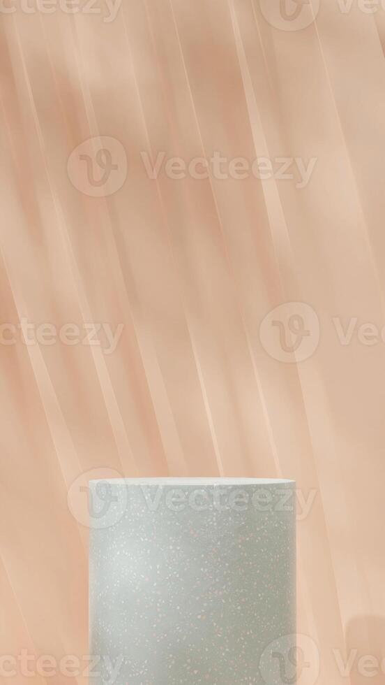 Bright scene 3d rendering mockup green terrazzo texture podium in portrait with cloth background photo
