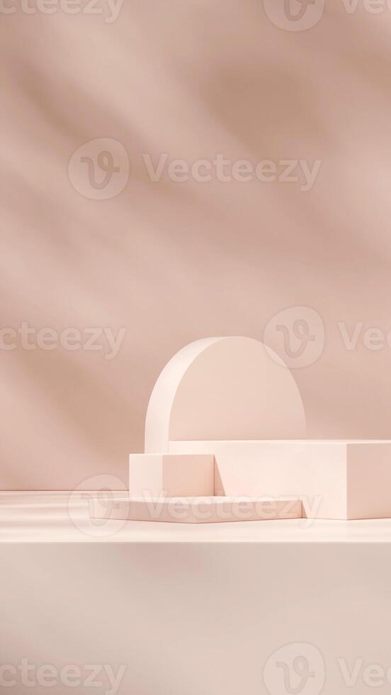 3d rendering mockup template for geometric shape podium in portrait empty scene background photo