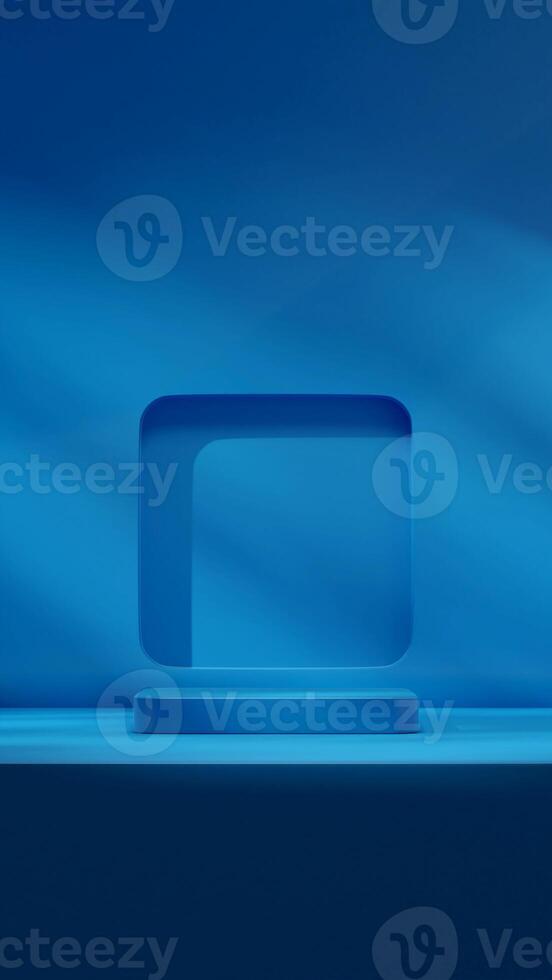 Minimal empty scene 3d rendering template mockup dark blue podium in portrait layout photo