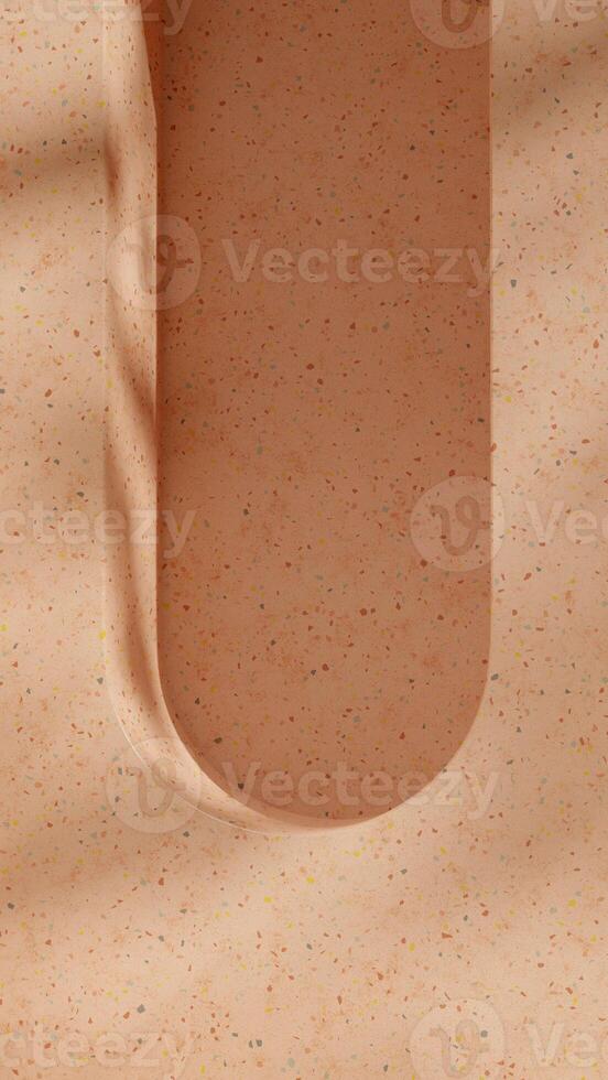 Minimal 3d rendering mockup scene of upside down arch brown terrazzo empty space in portrait photo