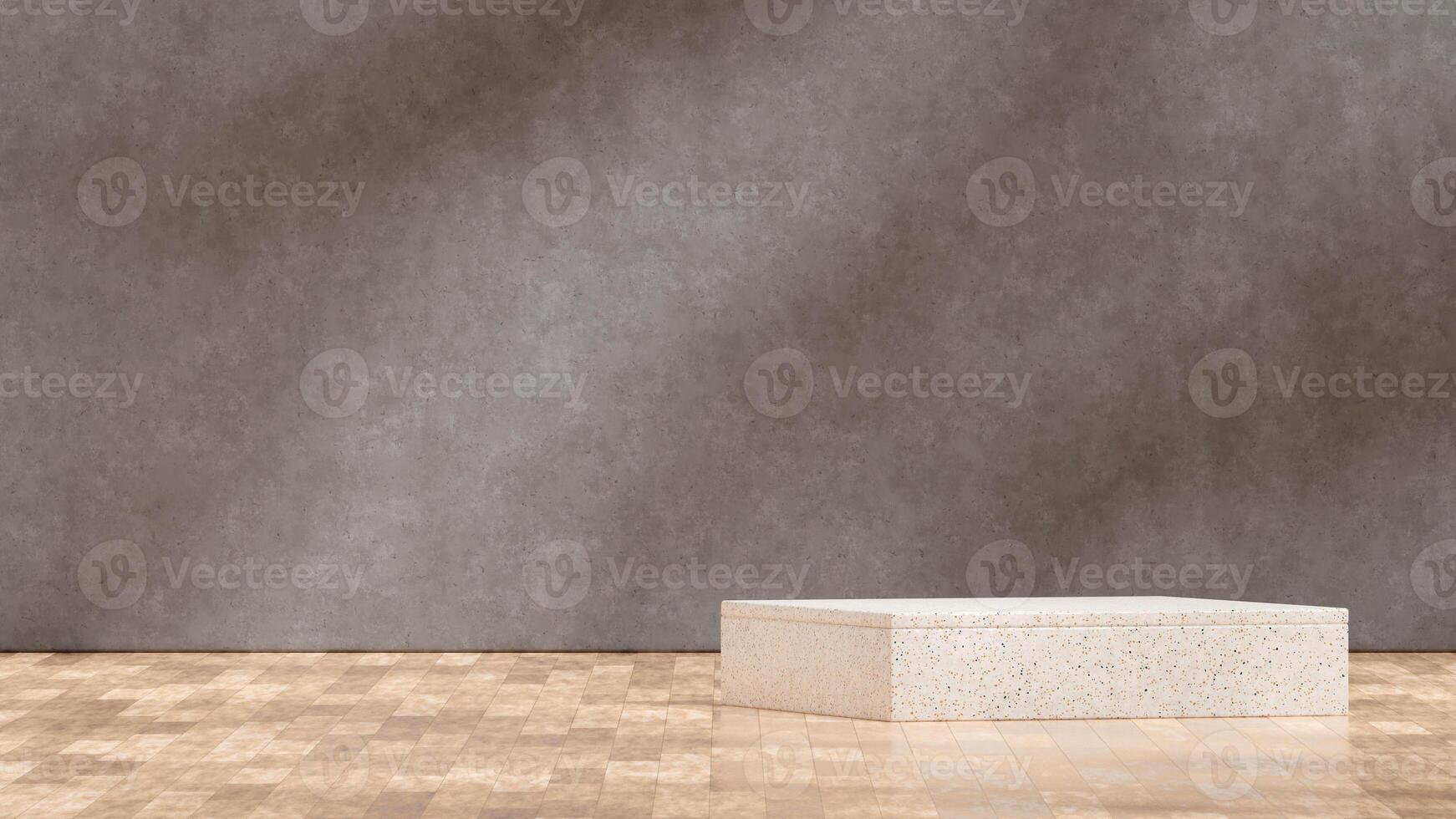 Landscape layout wood floor and concrete wall texture 3d rendering template mockup terrazzo podium photo
