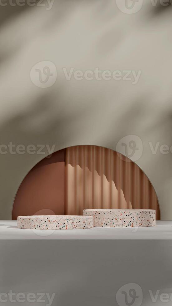3d rendering mockup template terrazzo texture podium empty scene product placement in portrait photo