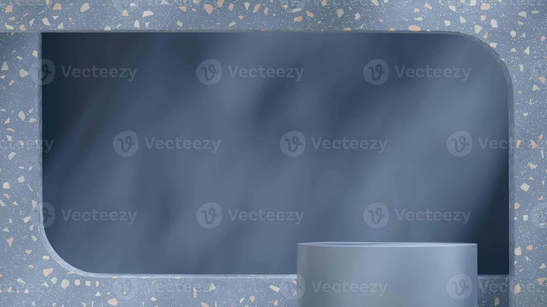 Landscape layout of terrazzo texture frame background 3d rendering mockup scene blue color podium photo