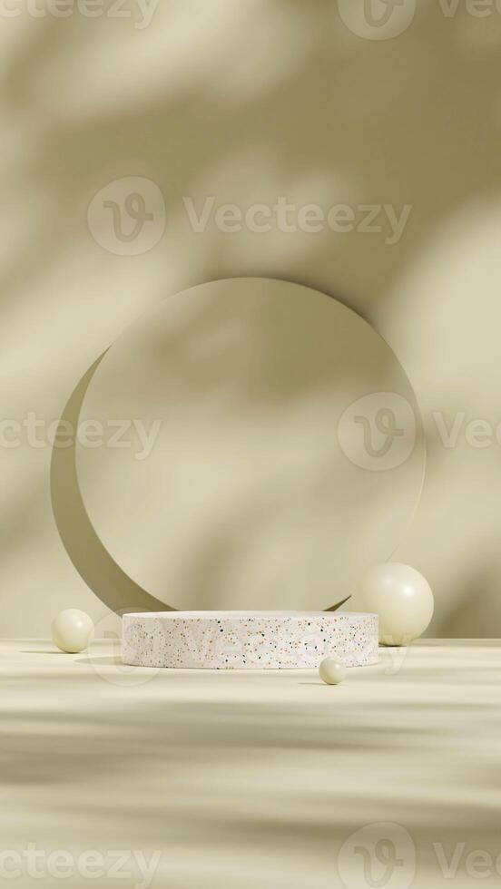 Portrait layout green circle and sphere 3d rendering scene mockup of terrazzo texture podium photo