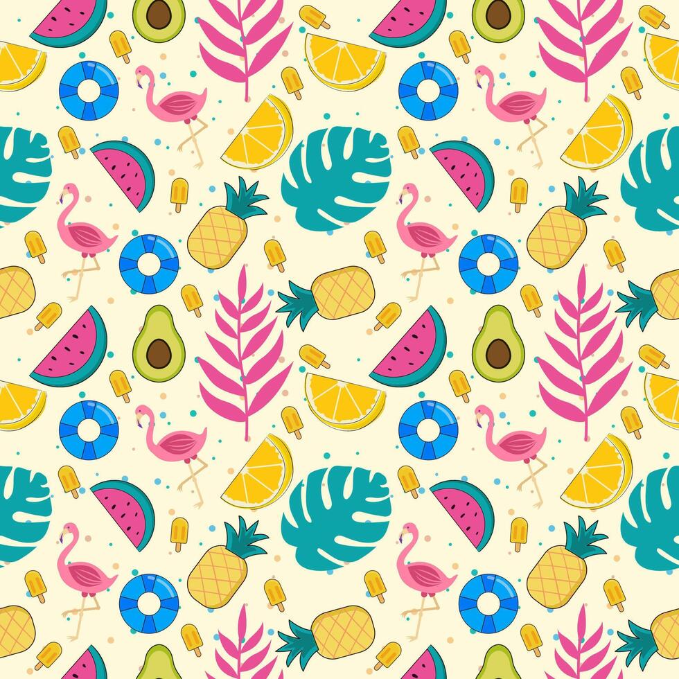Tropical summer seamless pattern vector