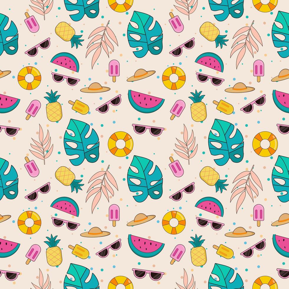 tropical summer element seamless pattern vector