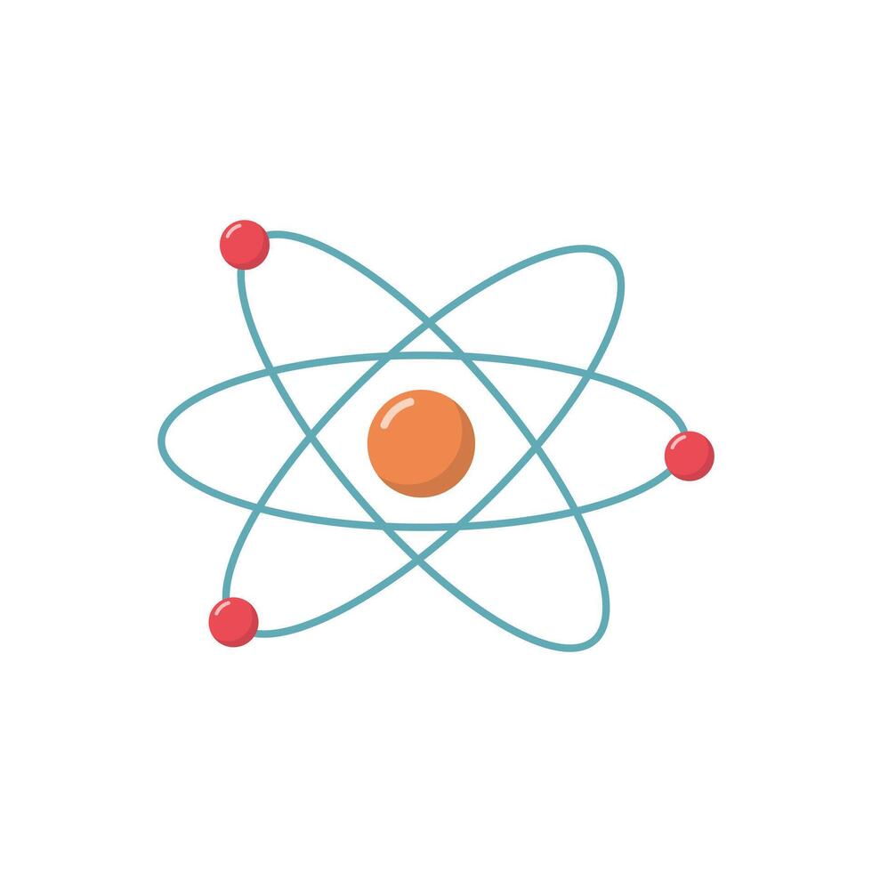 Atom model. Nuclear atom icon. Isolated on white background. Nuclear atom. Icon nucleus. Orbit spin. Atom element. vector