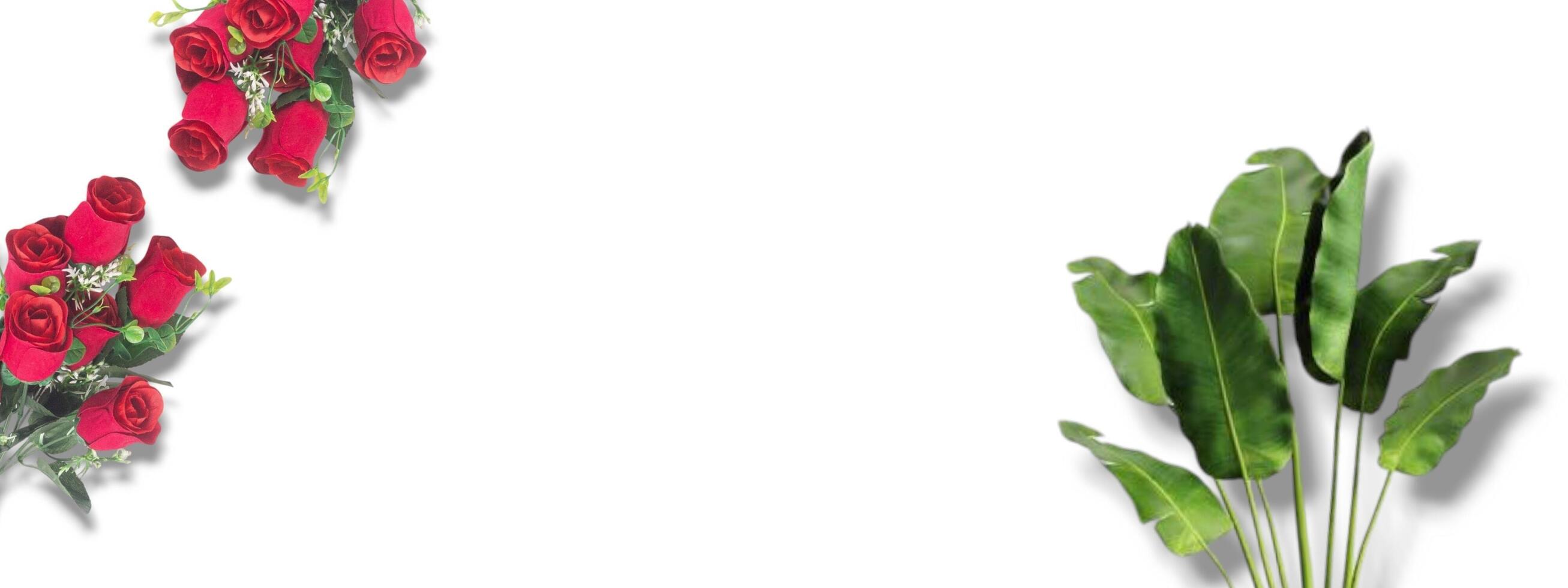 Floral green leaves banner background on autumn holiday. autumn leaves and flowers on copy space background. photo