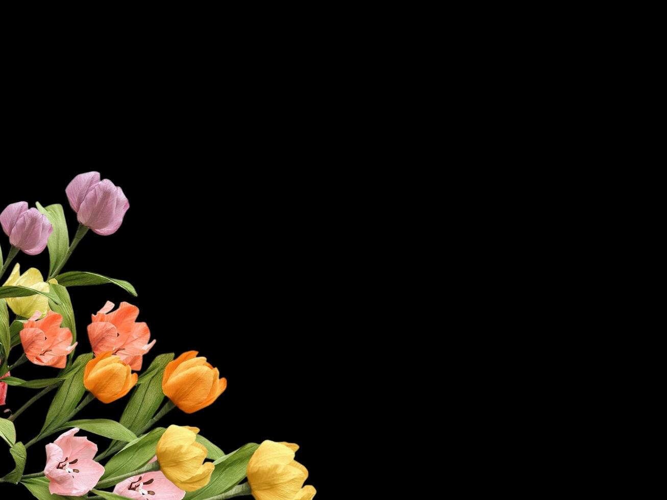 Beautiful colorful floral abstract with copy space background. Colorful flowers on copy space frame. photo
