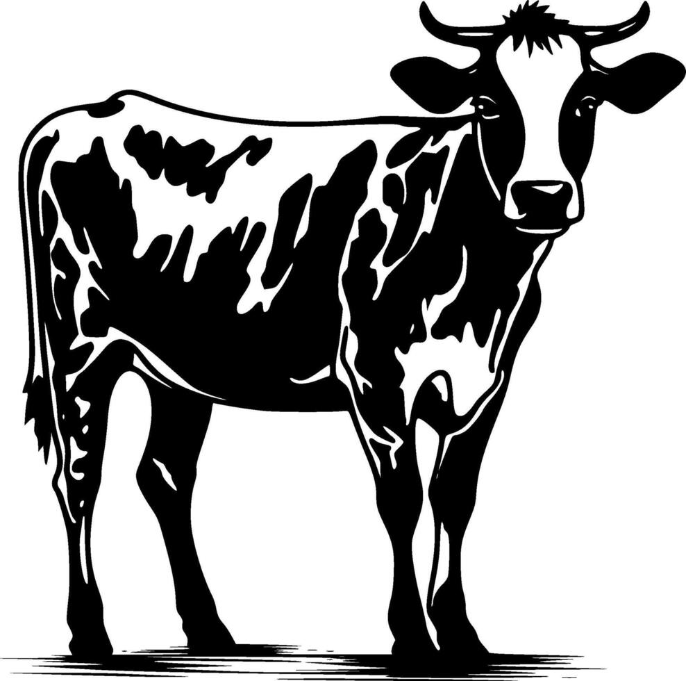 Cow - Black and White Isolated Icon - illustration vector