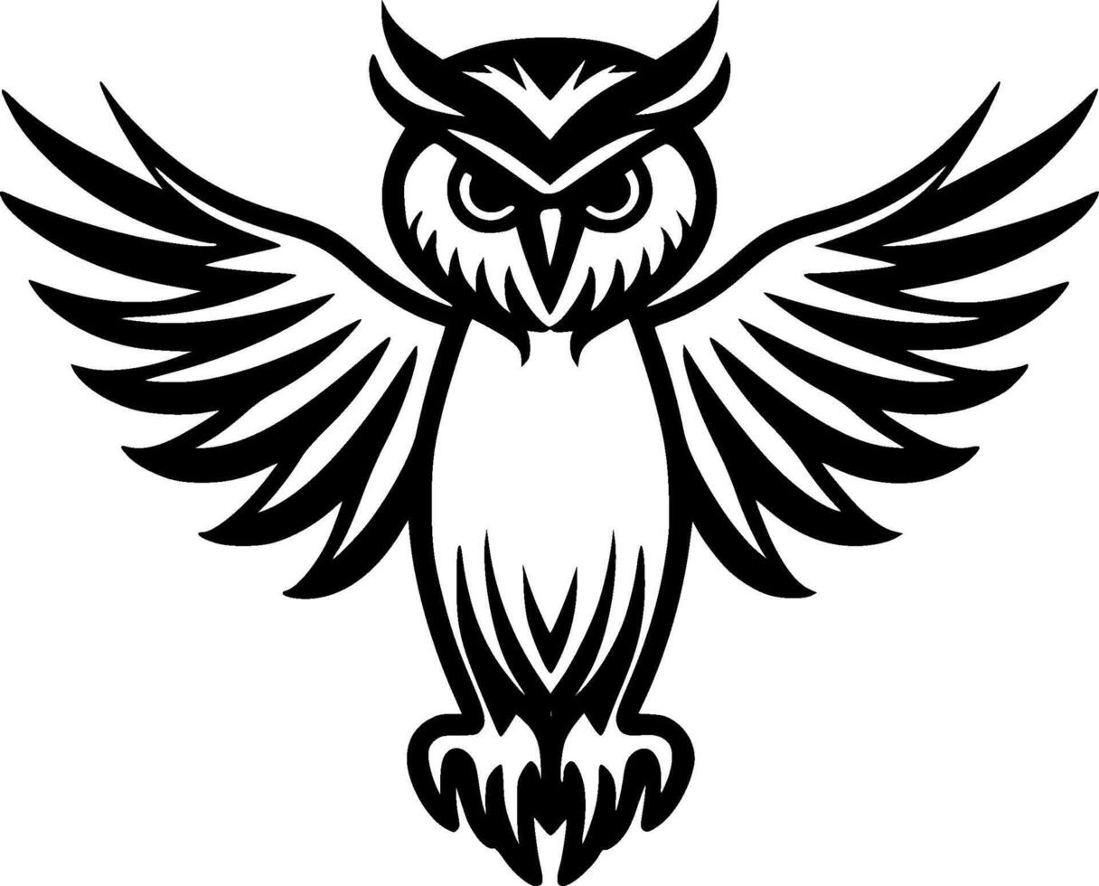 Owl - Black and White Isolated Icon - illustration vector