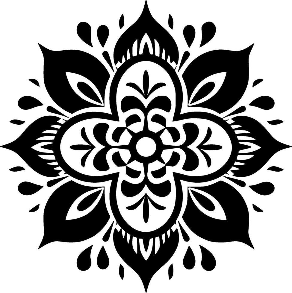 Mandala - Black and White Isolated Icon - illustration vector