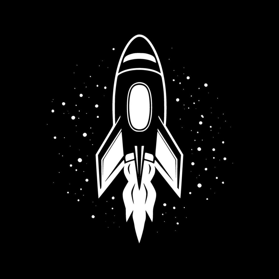 Rocket - Black and White Isolated Icon - illustration vector