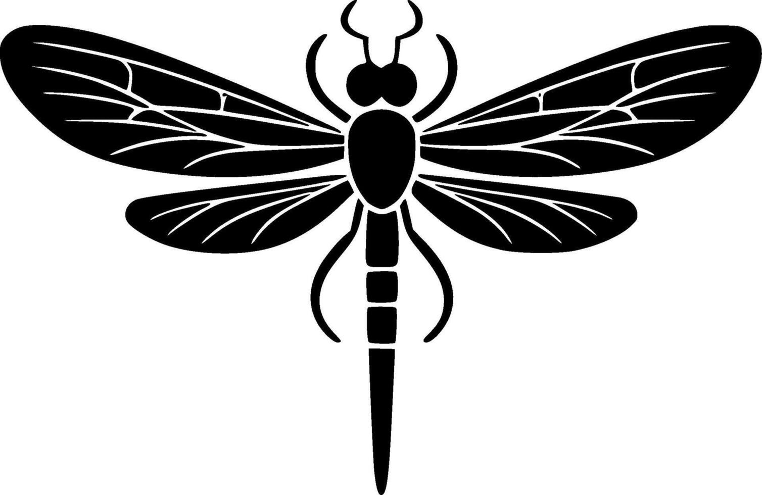 Dragonfly - Black and White Isolated Icon - illustration vector