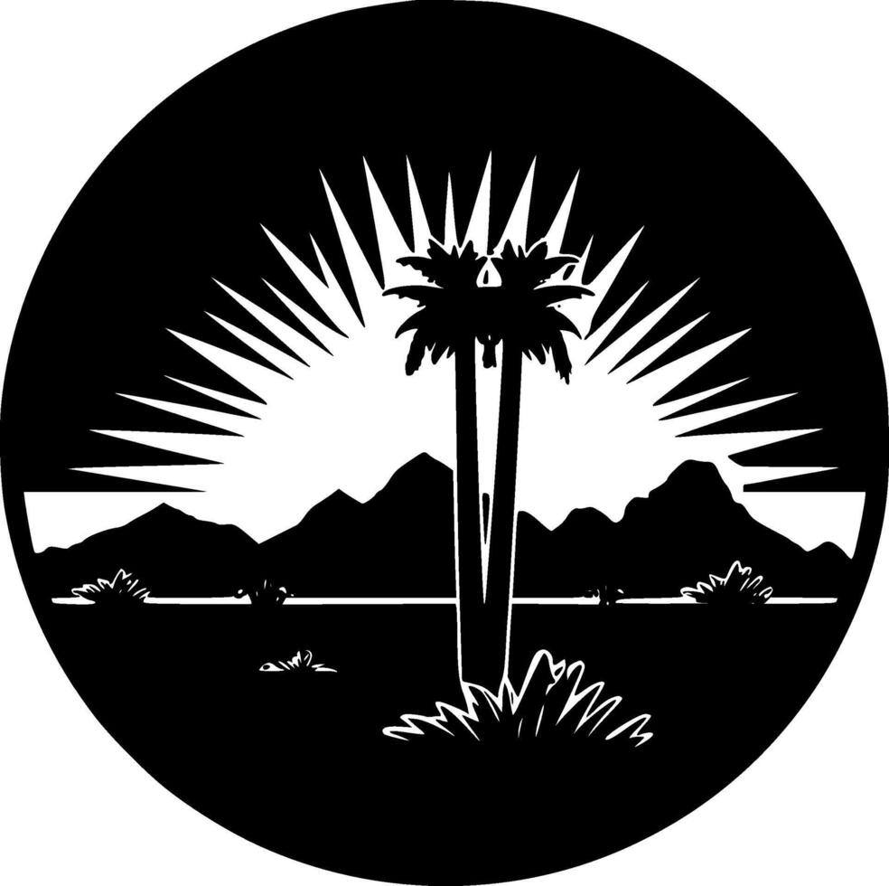 Desert - Black and White Isolated Icon - illustration vector