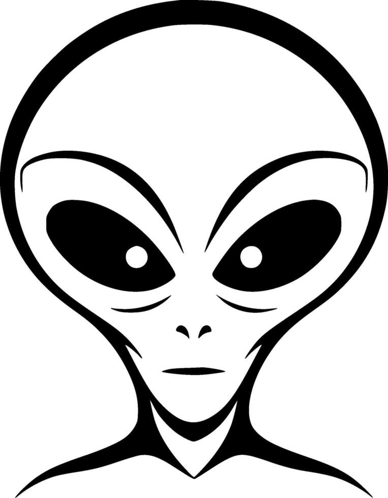 Alien - Black and White Isolated Icon - illustration vector