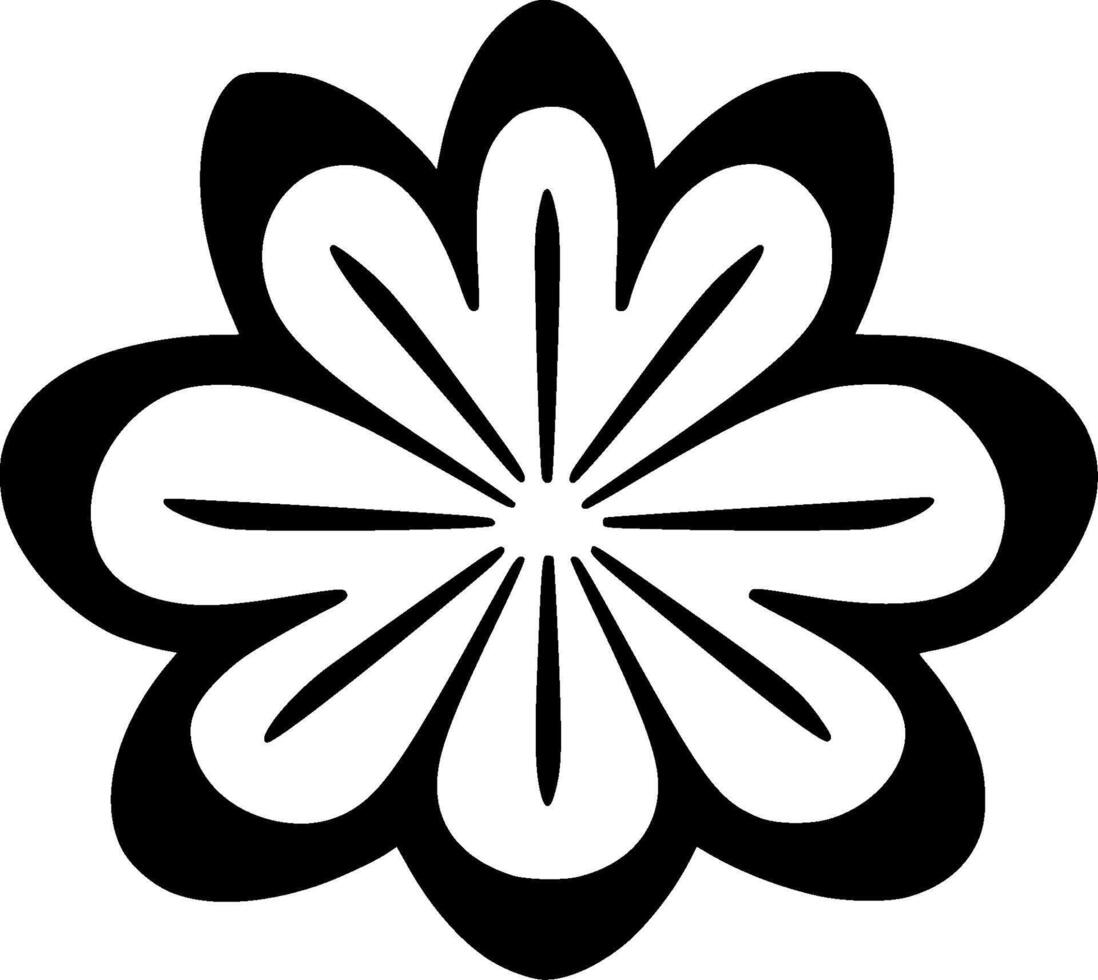 Flower - Black and White Isolated Icon - illustration vector