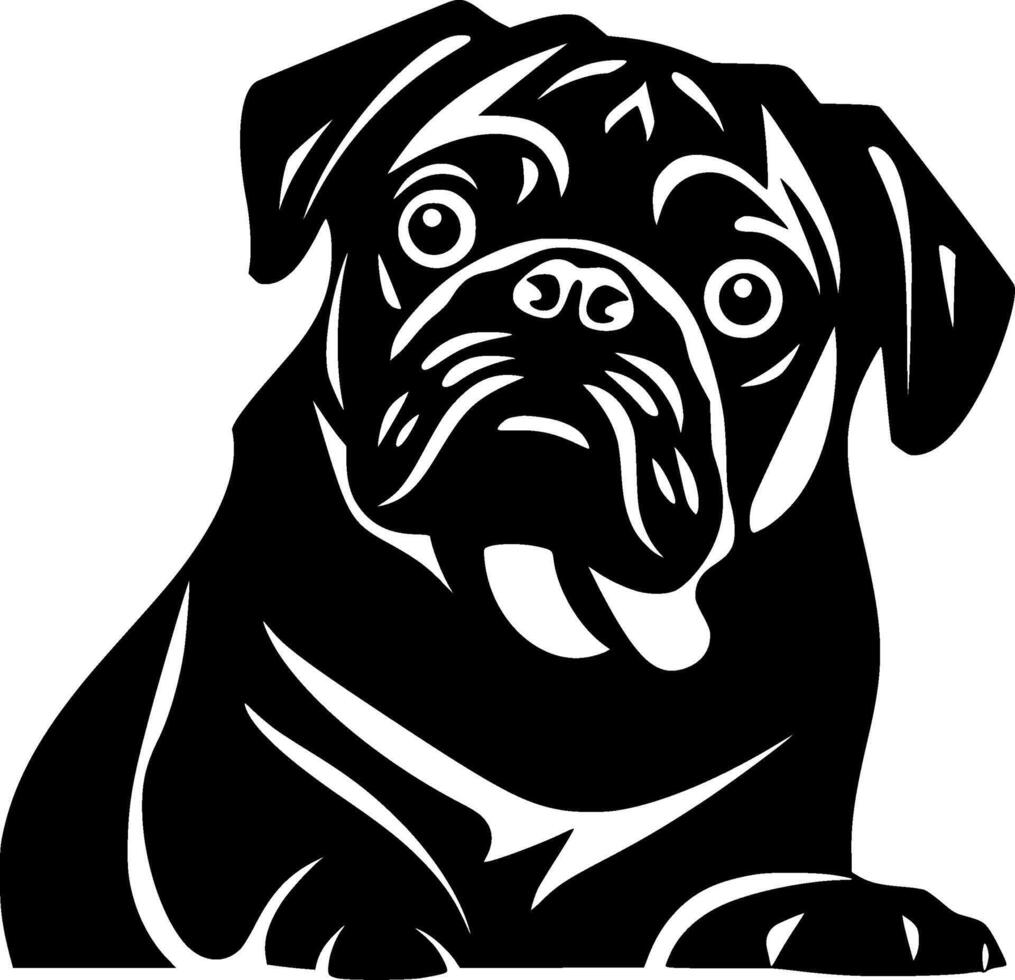 Pug, Black and White illustration vector