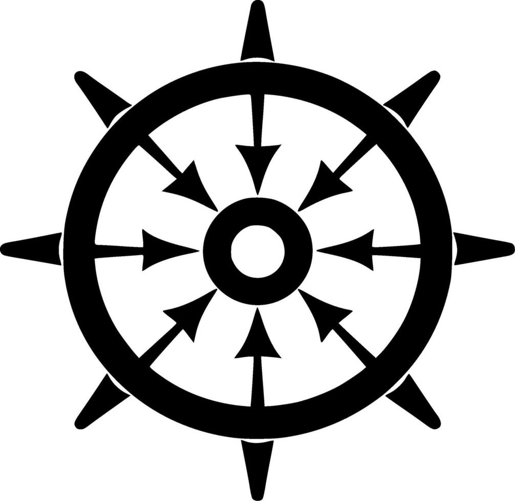 Ship Wheel, Minimalist and Simple Silhouette - illustration vector