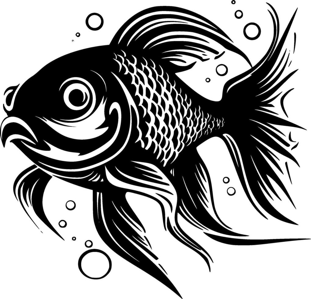 Goldfish, Black and White illustration vector