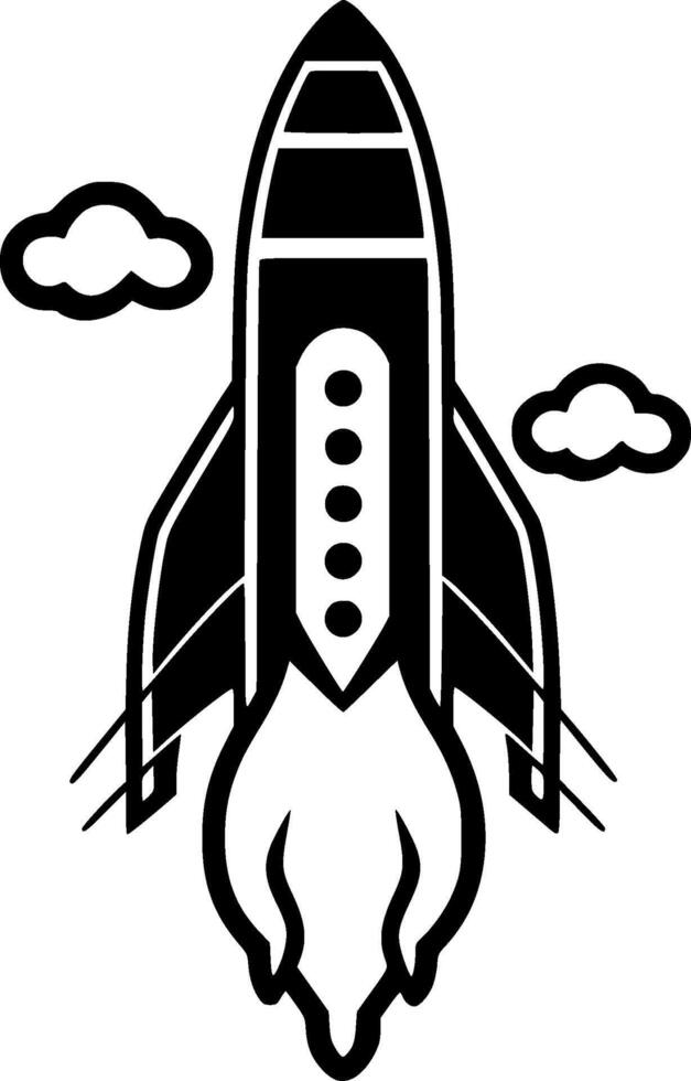 Rocket, Black and White illustration vector
