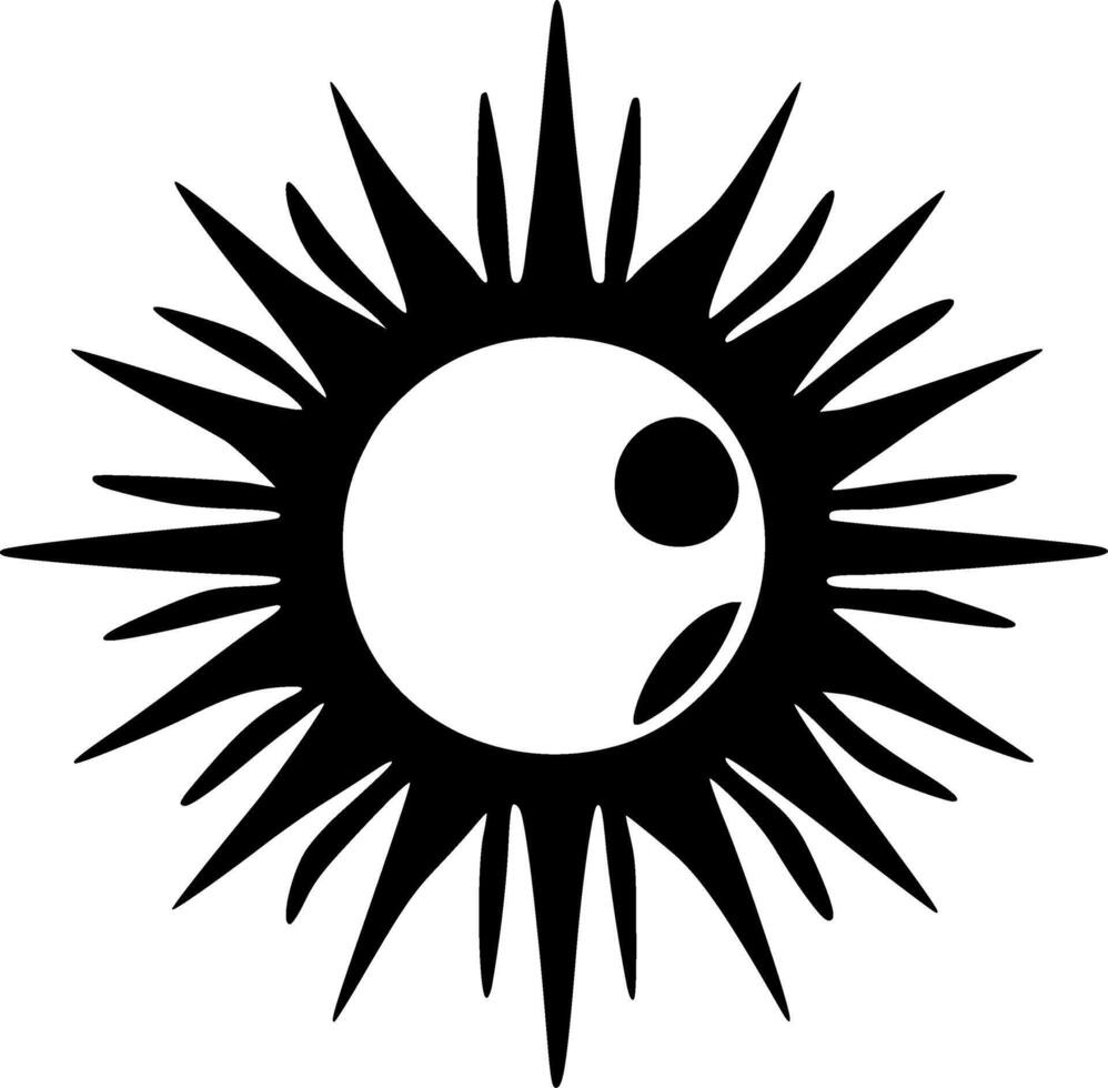 Sun, Black and White illustration vector