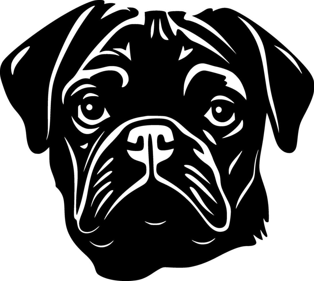 Pug, Black and White illustration vector