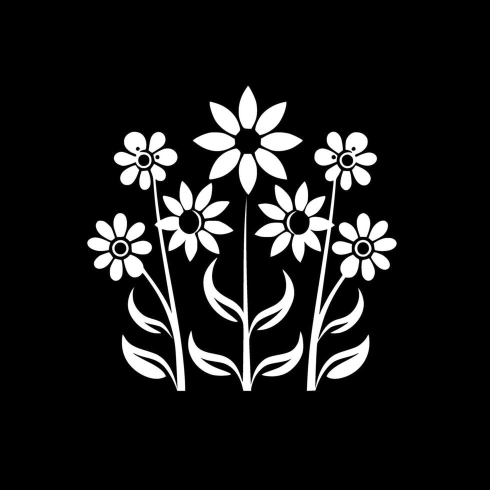 Flowers, Black and White illustration vector
