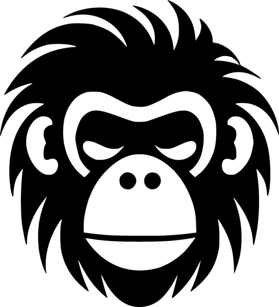 Monkey - Black and White Isolated Icon - illustration vector