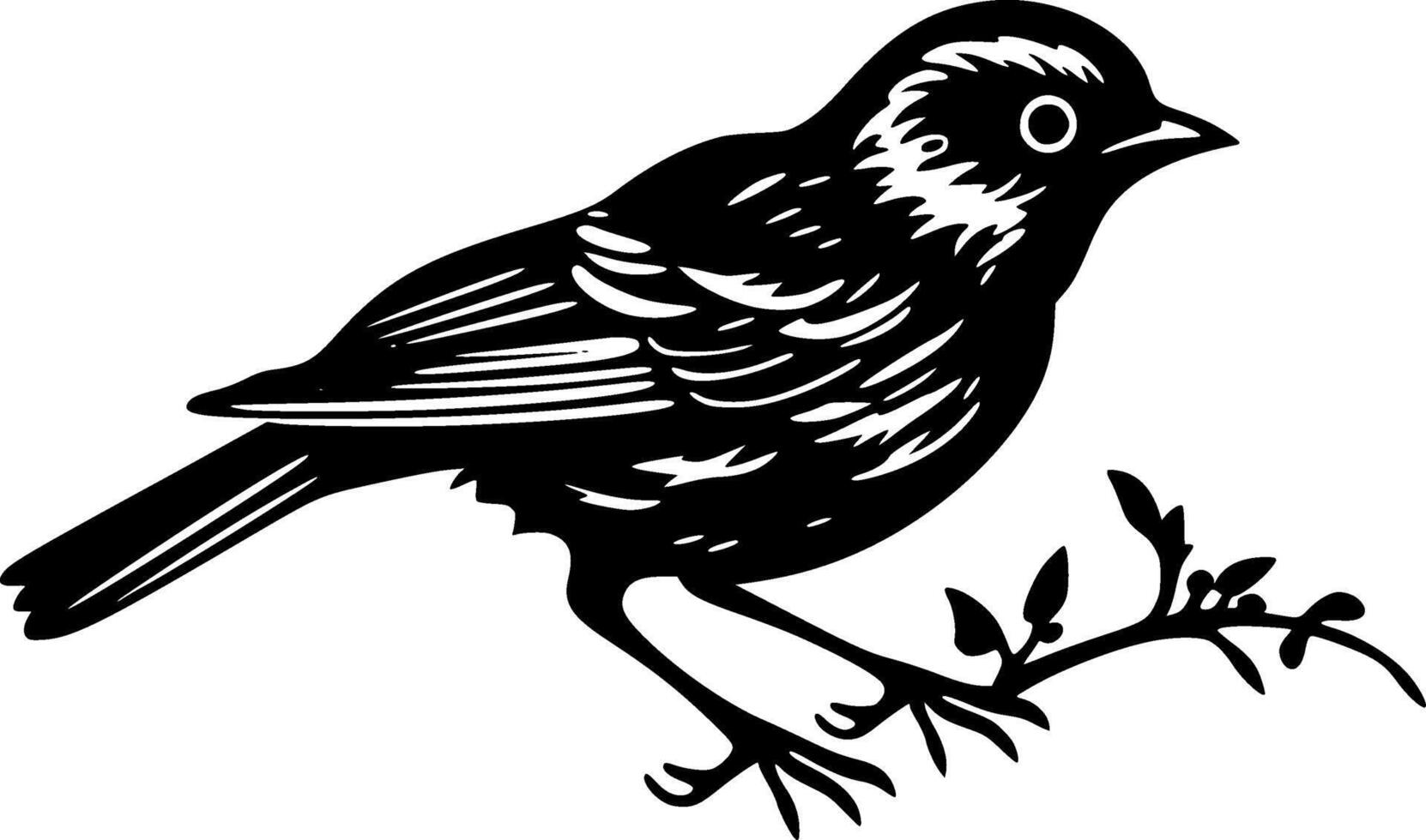 Sparrow - Black and White Isolated Icon - illustration vector