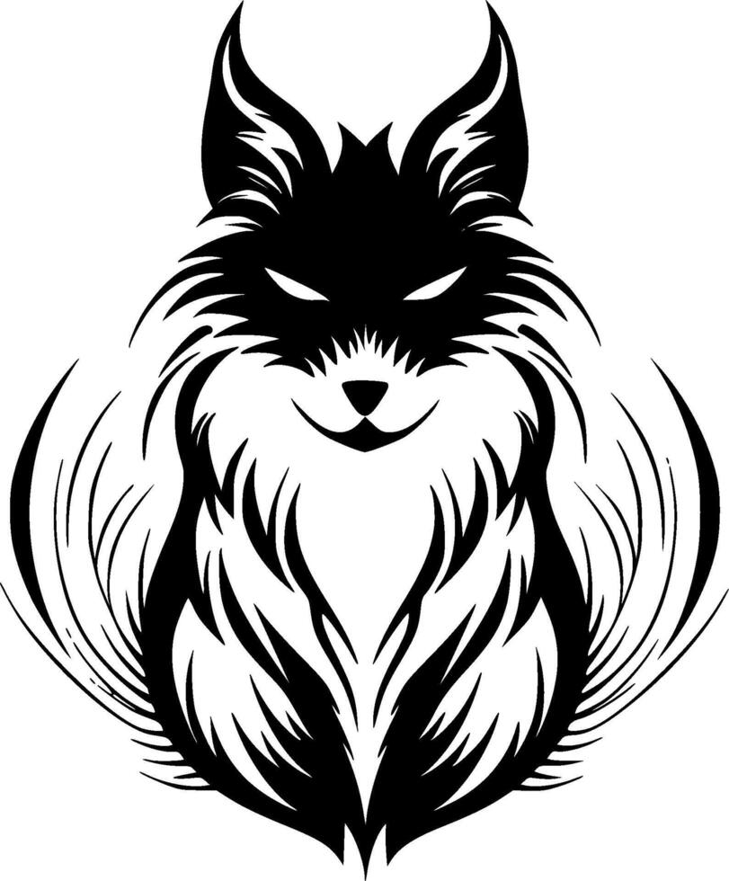 Fox - Black and White Isolated Icon - illustration vector