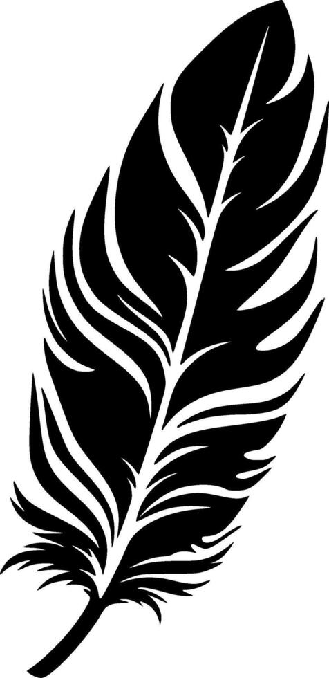 Feather - Black and White Isolated Icon - illustration vector