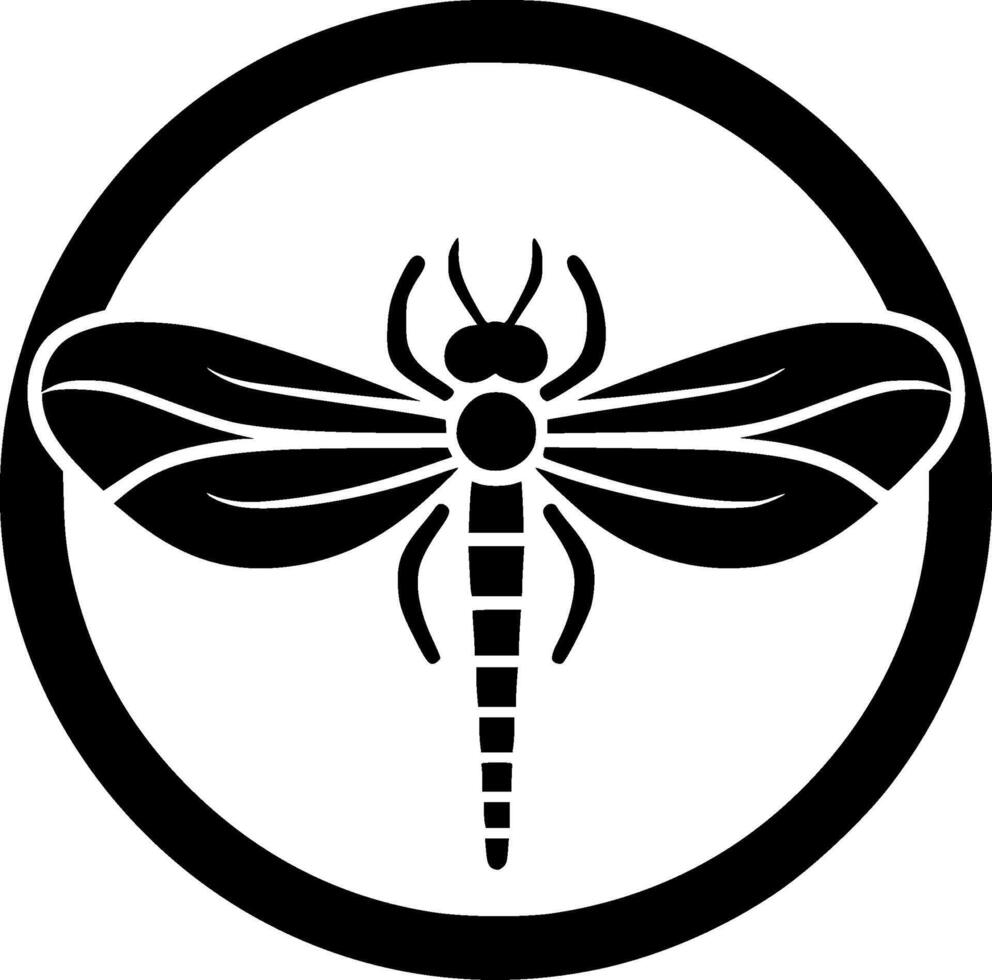 Dragonfly - Black and White Isolated Icon - illustration vector