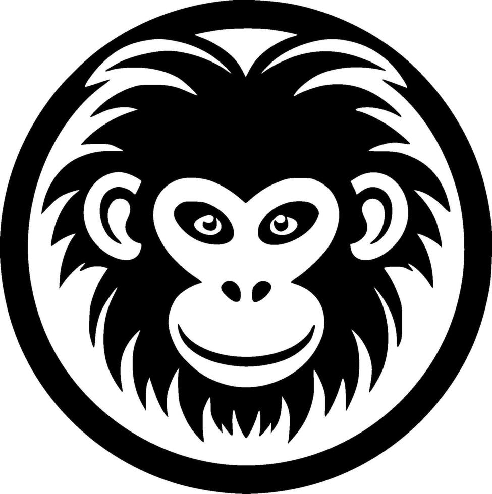 Monkey, Black and White illustration vector