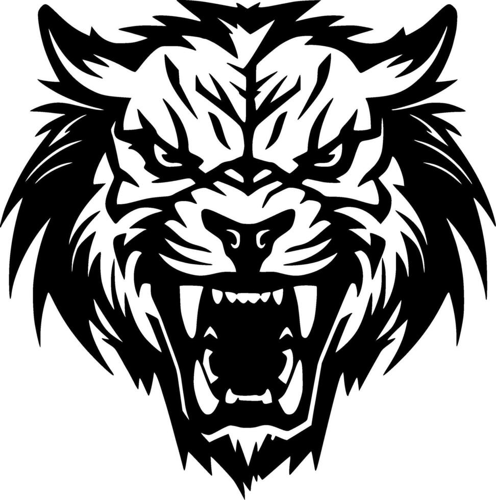 Tiger, Black and White illustration vector