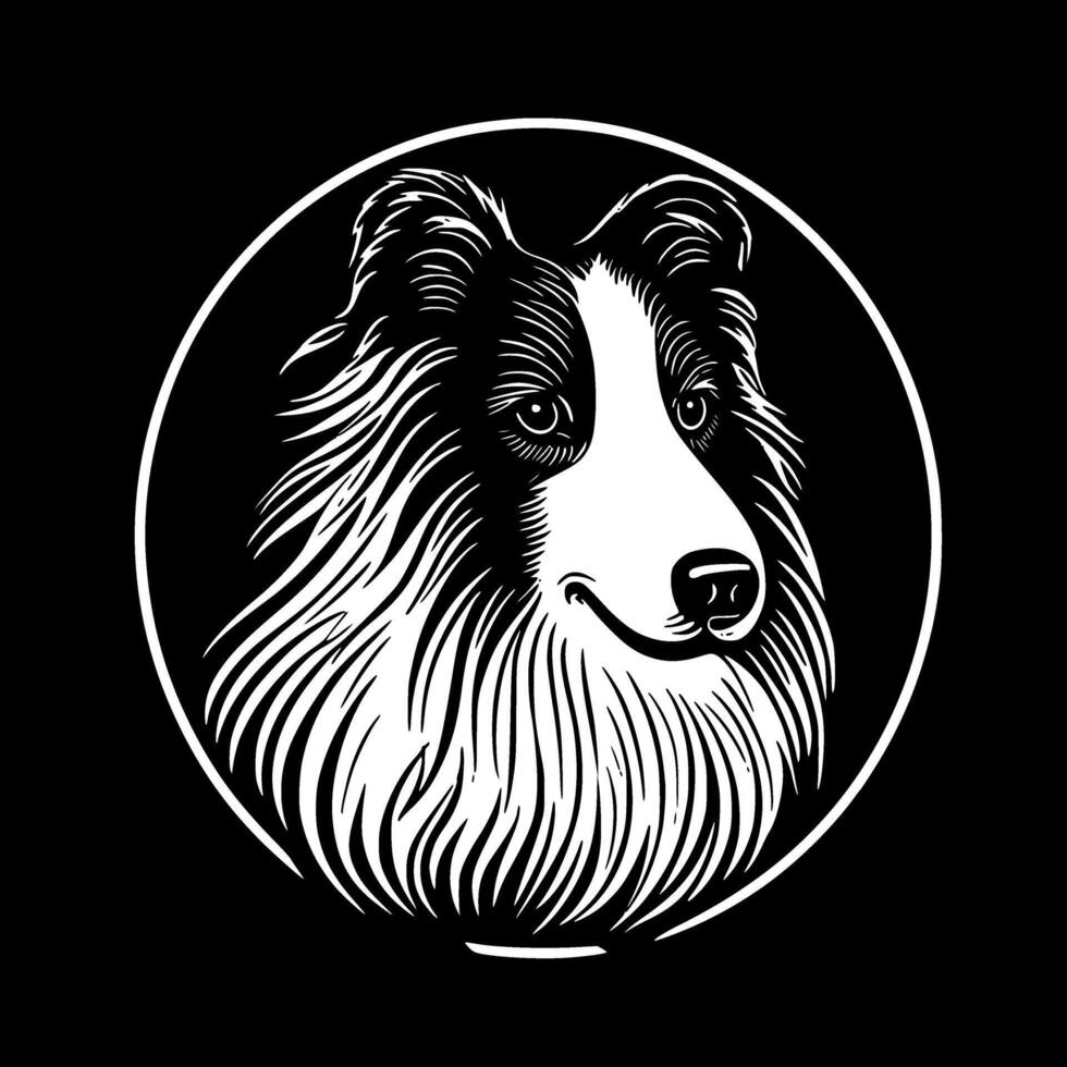 Shetland Sheepdog - Black and White Isolated Icon - illustration vector