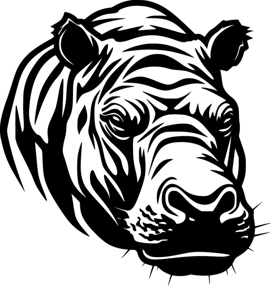 Hippopotamus, Minimalist and Simple Silhouette - illustration vector