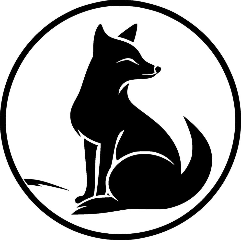 Fox - Black and White Isolated Icon - illustration vector