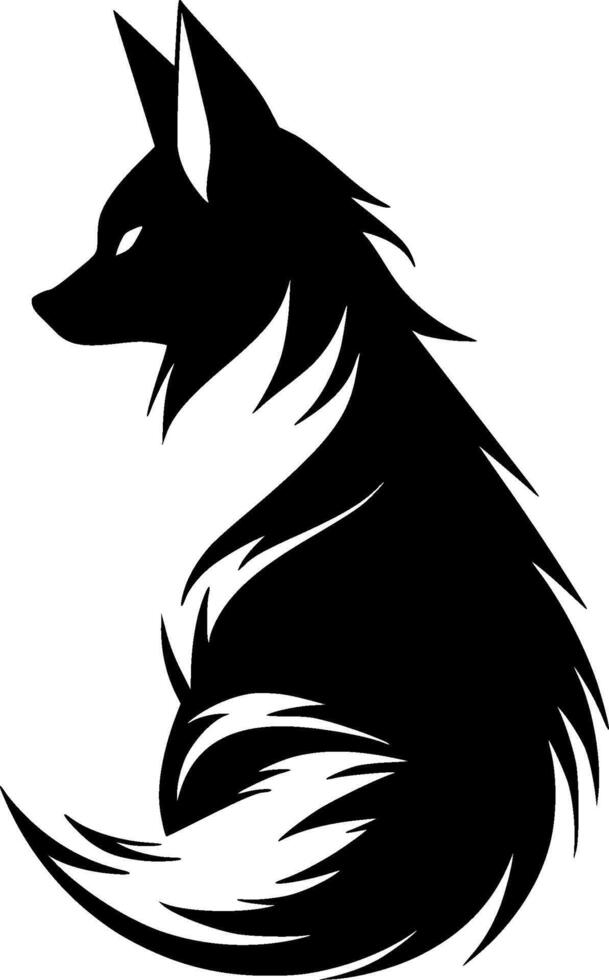 Fox - Black and White Isolated Icon - illustration vector
