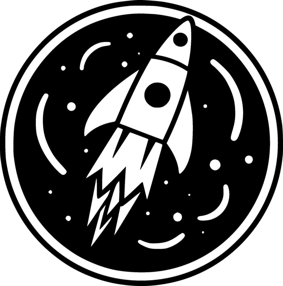 Rocket - Black and White Isolated Icon - illustration vector