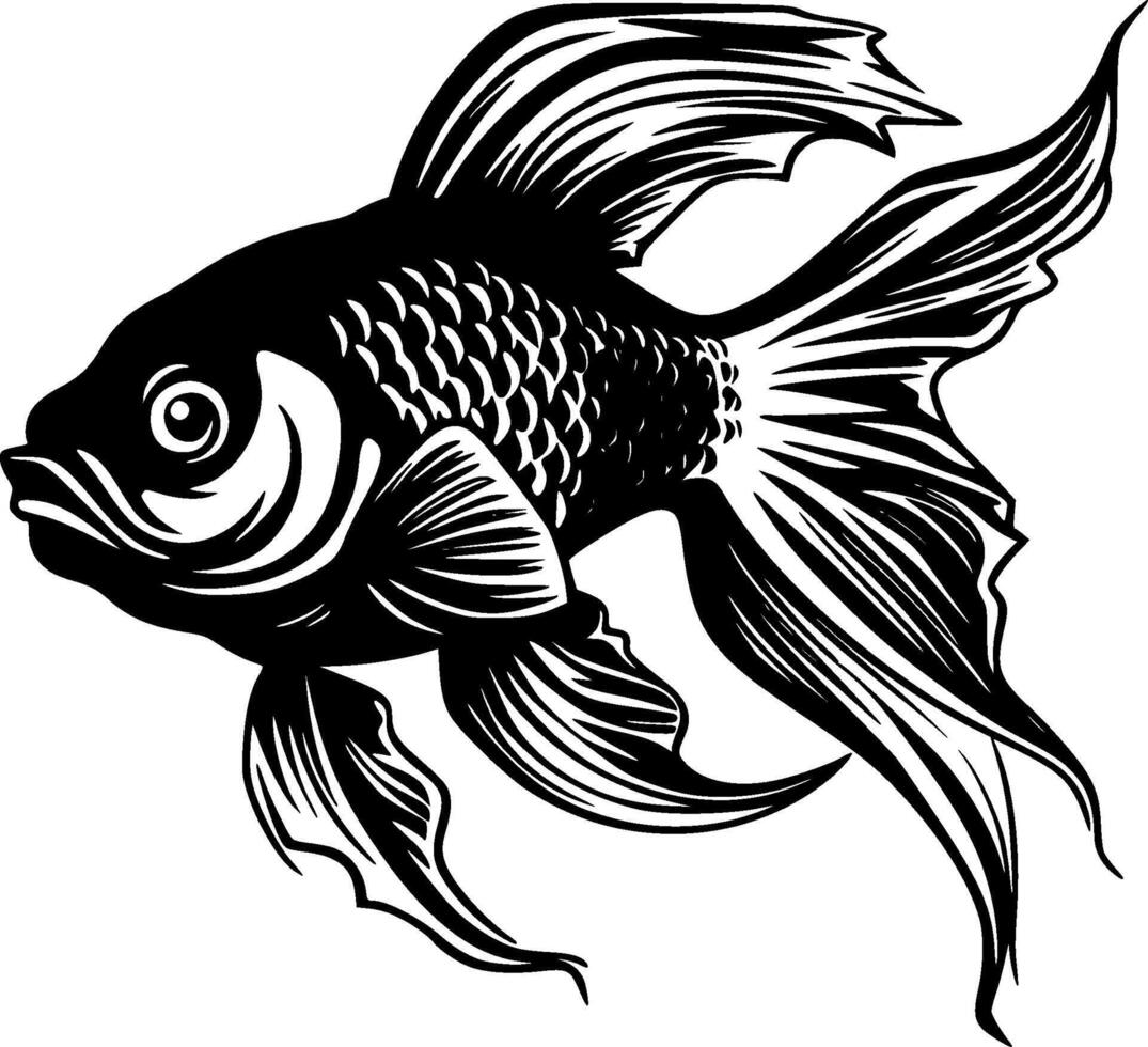 Goldfish - Black and White Isolated Icon - illustration vector