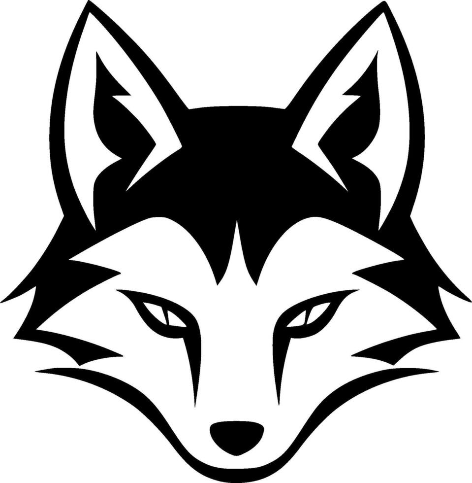 Fox - Black and White Isolated Icon - illustration vector