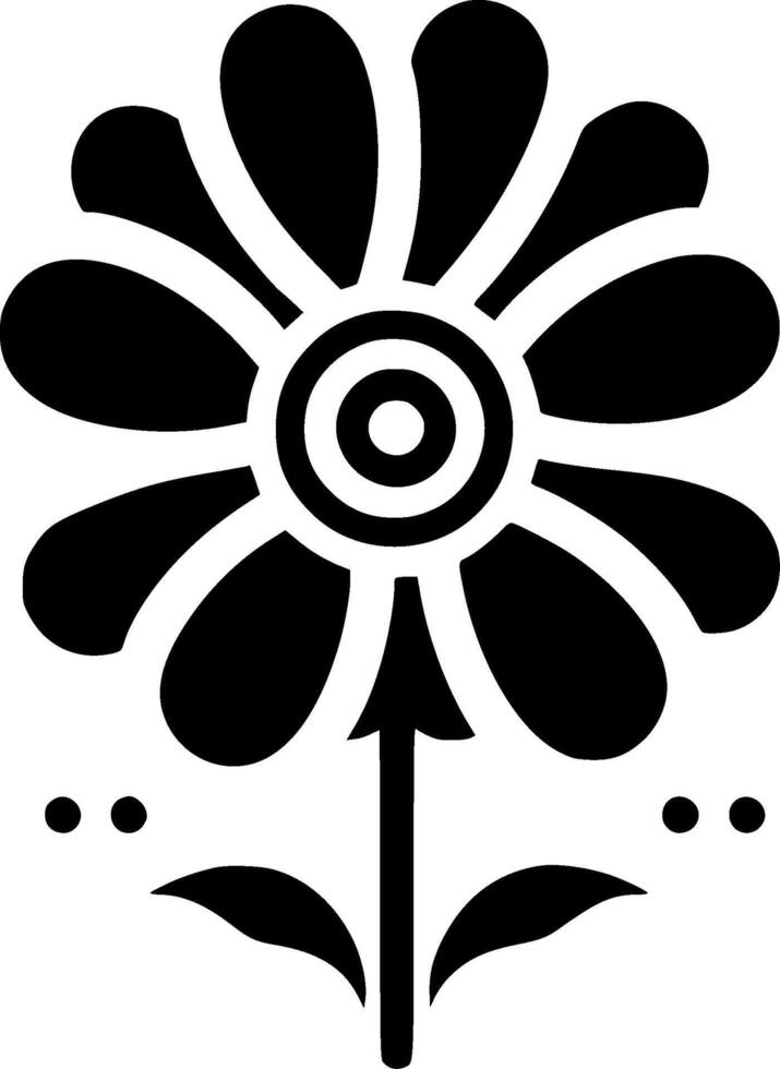 Flower - Black and White Isolated Icon - illustration vector